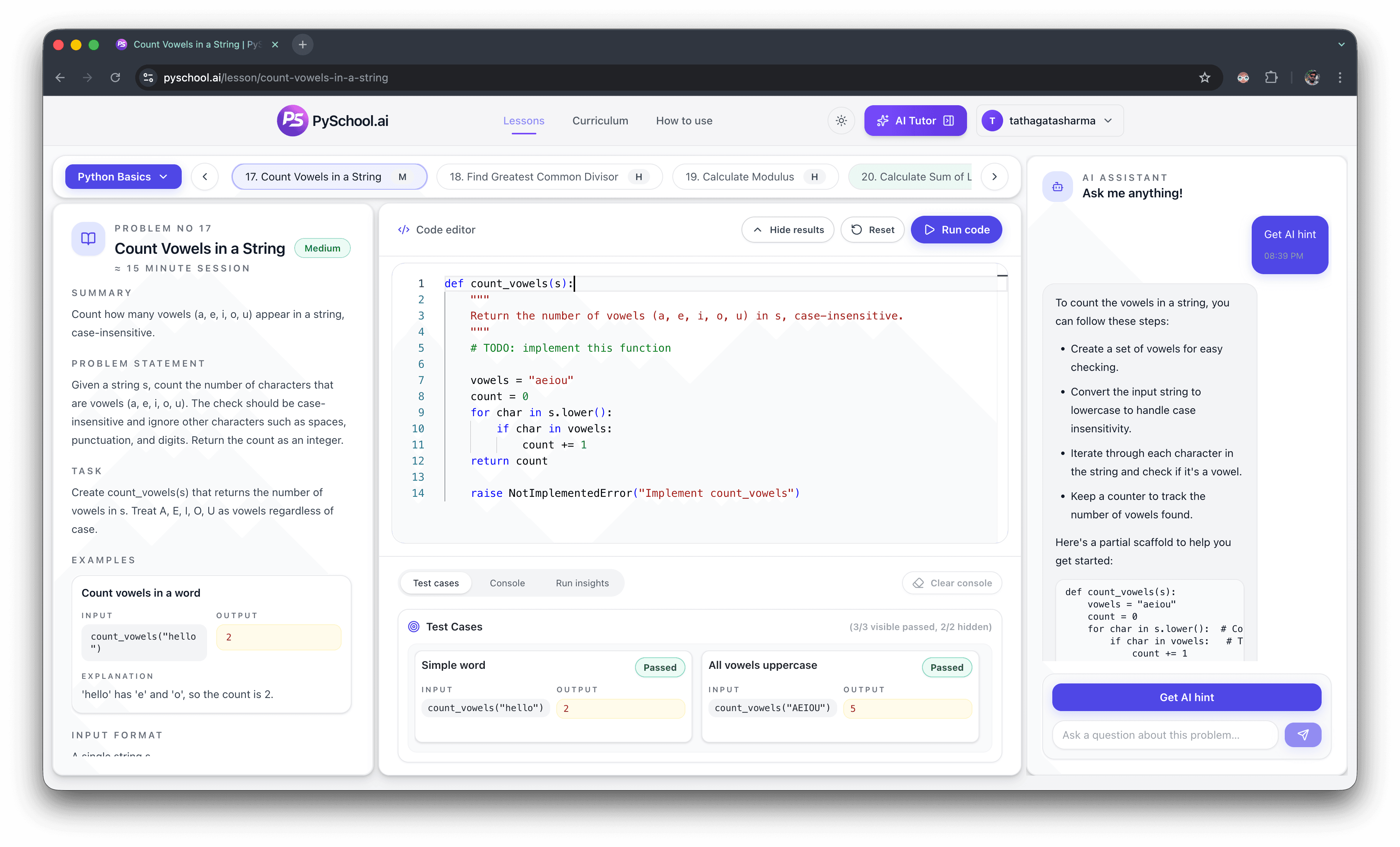 PySchool lesson workspace